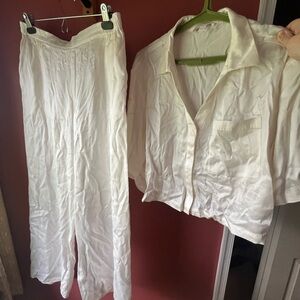 Lunya White Silk Pajama Set